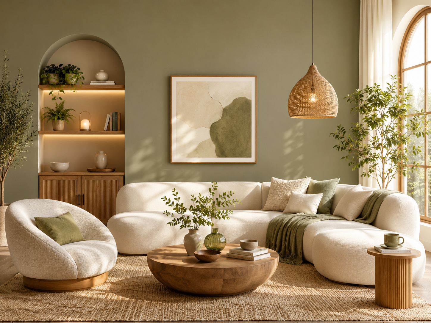 Warm, inviting living space with curated home decor